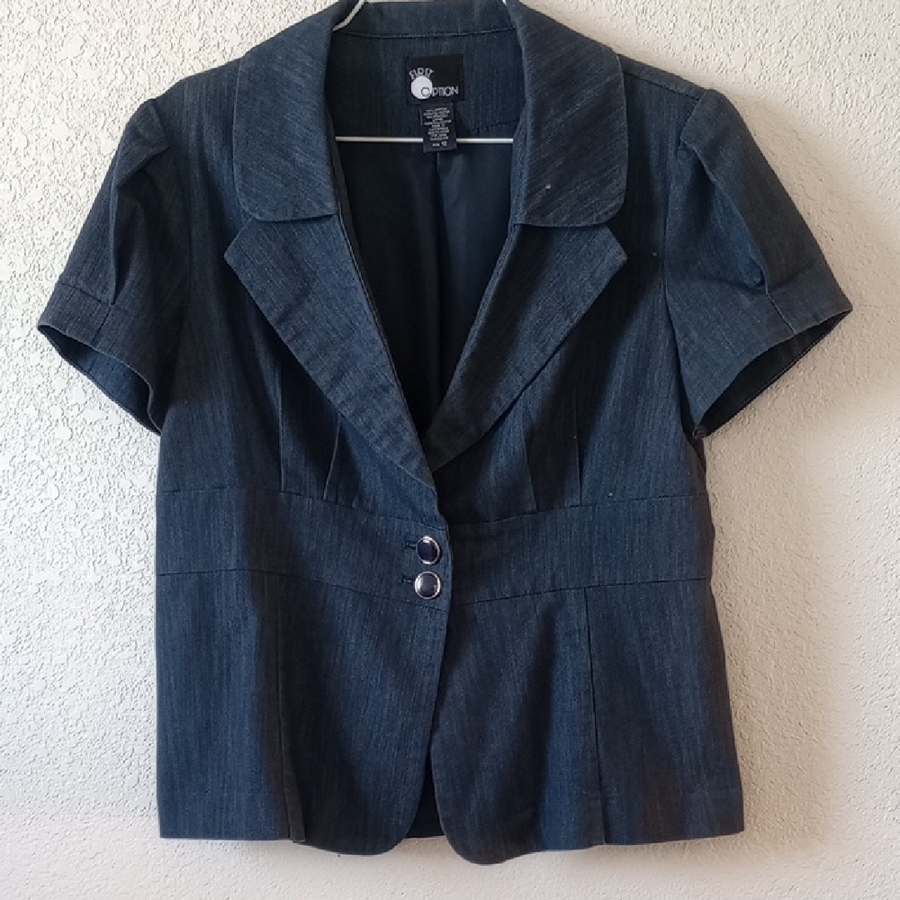 Women's Grey Short Sleeve Blazer